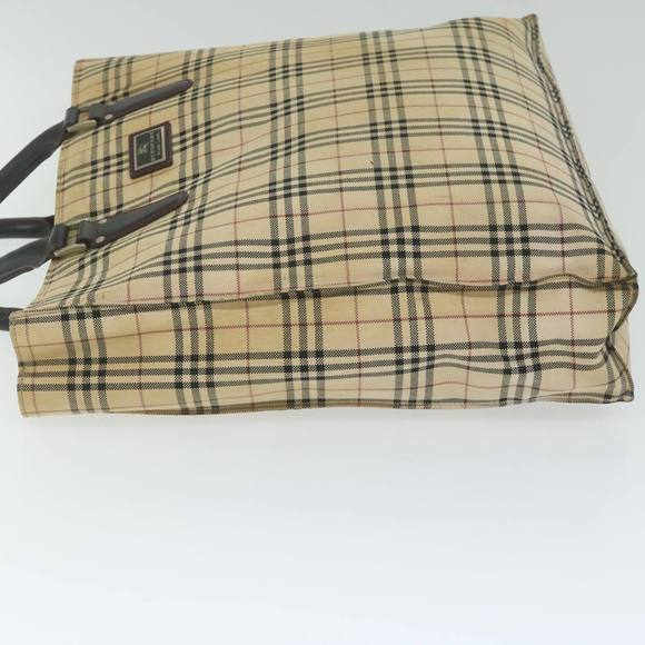 BURBERRY Nova Check Black label Hand Bag Canvas Beige Auth bs11104 - Picture 4 of 16